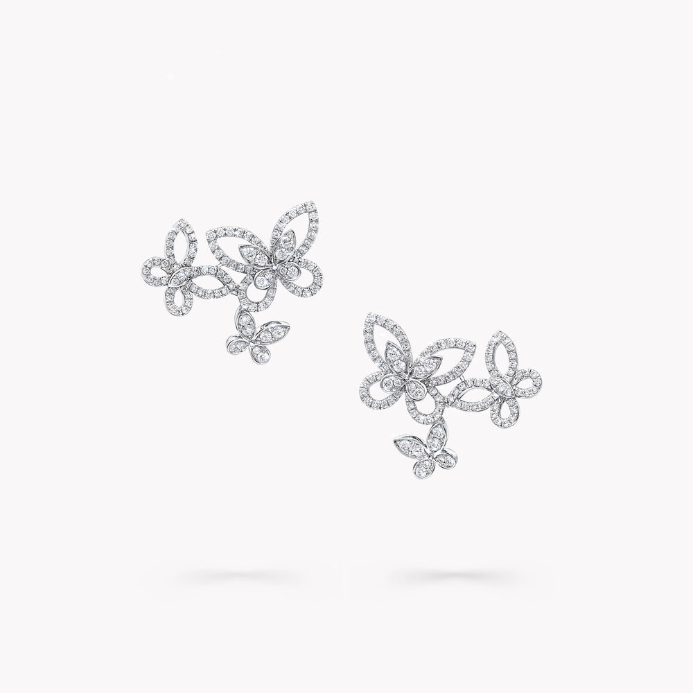 Triple Butterfly Silhouette Diamond Earrings